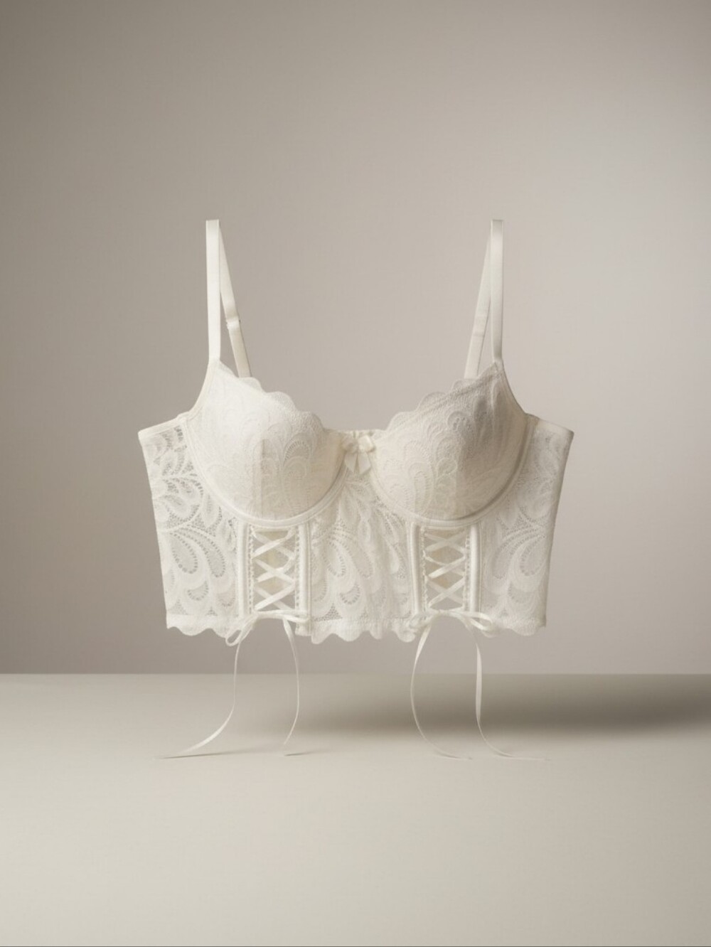 NWT Avidlove White Lace Bustier – Romantic Lace & Ribbon Details Size Medium